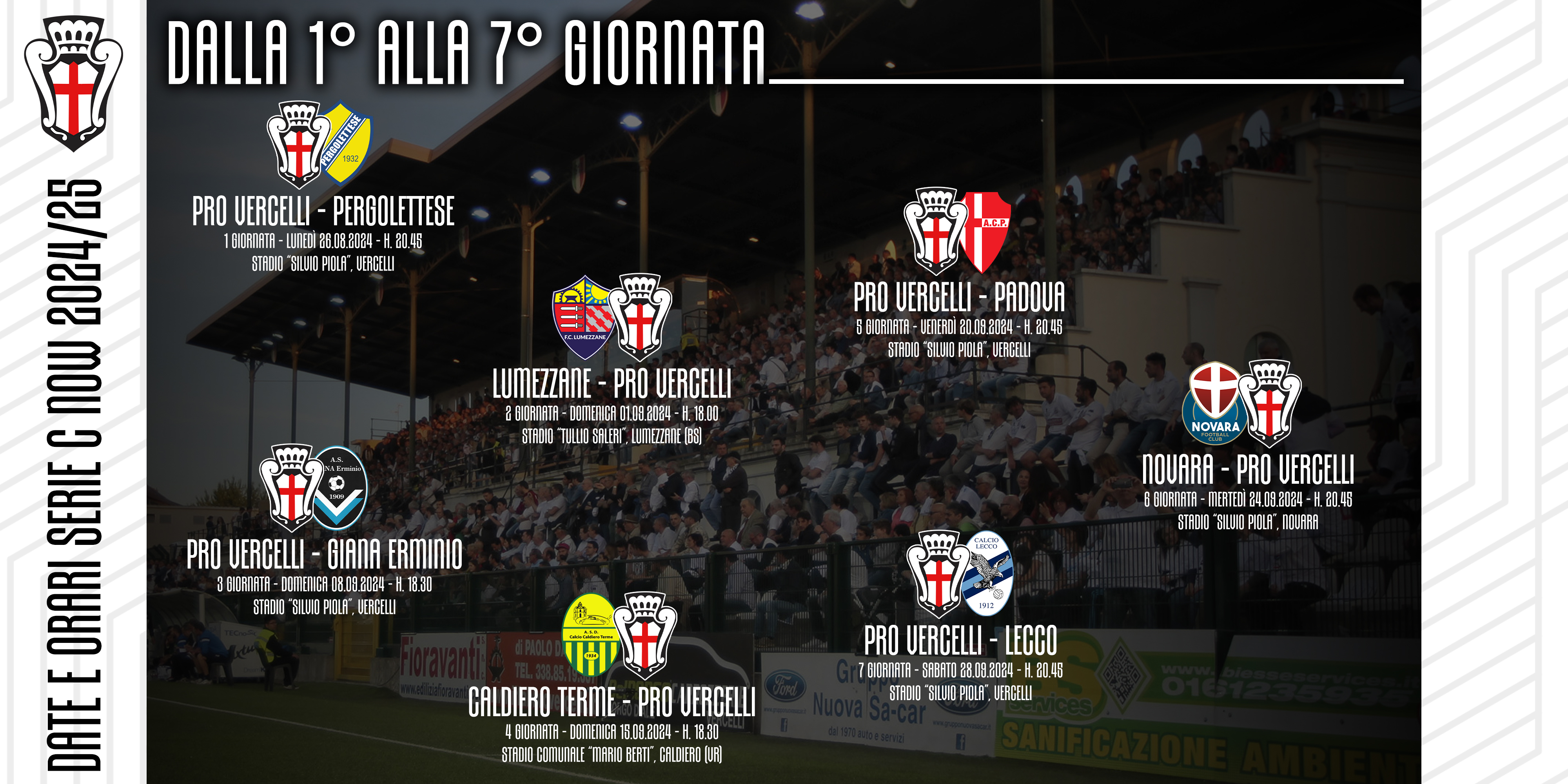 Ufficiali date e orari delle prime 7 Giornate di Serie C Now