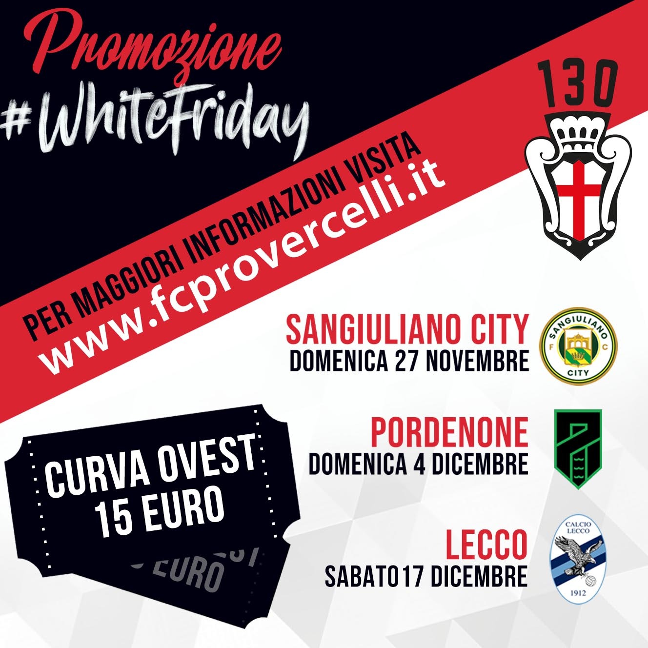 PRO VERCELLI - SANGIULIANO CITY: BIGLIETTERIA