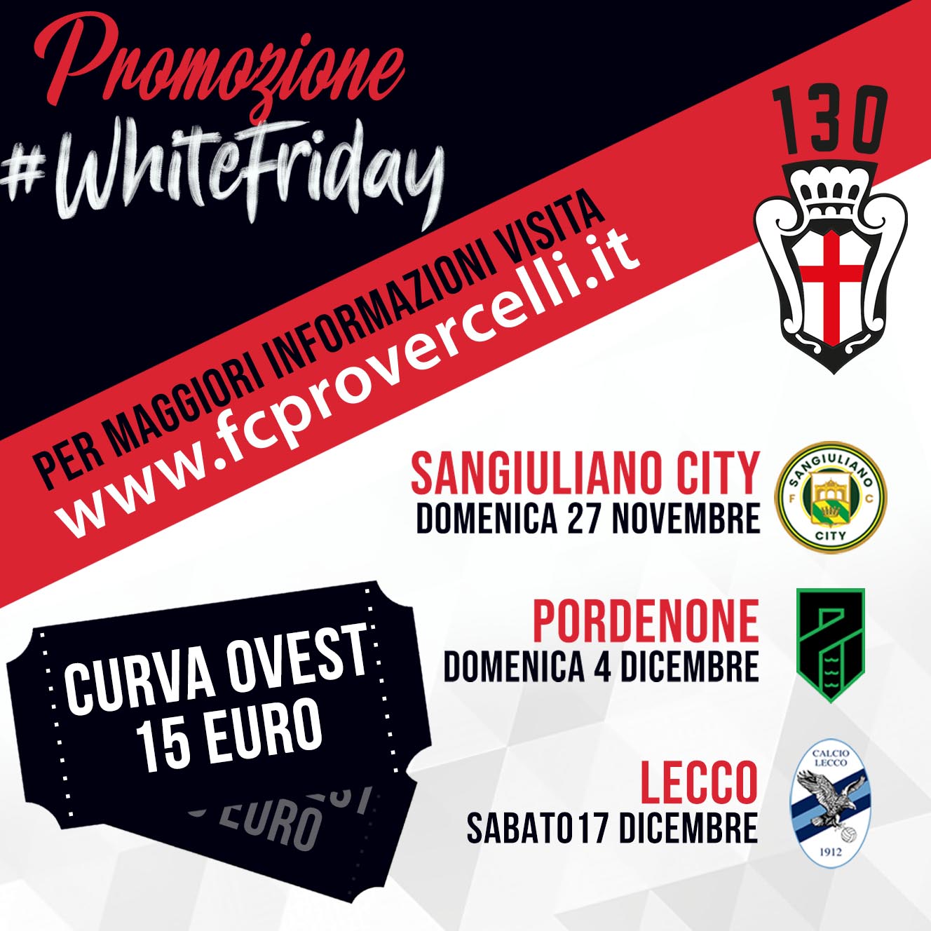 WHITE FRIDAY: PROMOZIONE SPECIALE PER GLI U21!